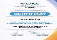 Certifikát  Gree
